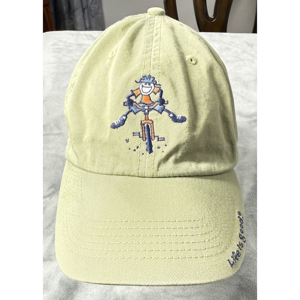 Life Is Good Hat Cap‎ Strap Back Mens One Size Green Biking Embroidered Logo